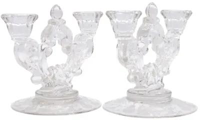 1940s Cambridge Glass Candelabra - Set of 2 - Interesting Things - Clear