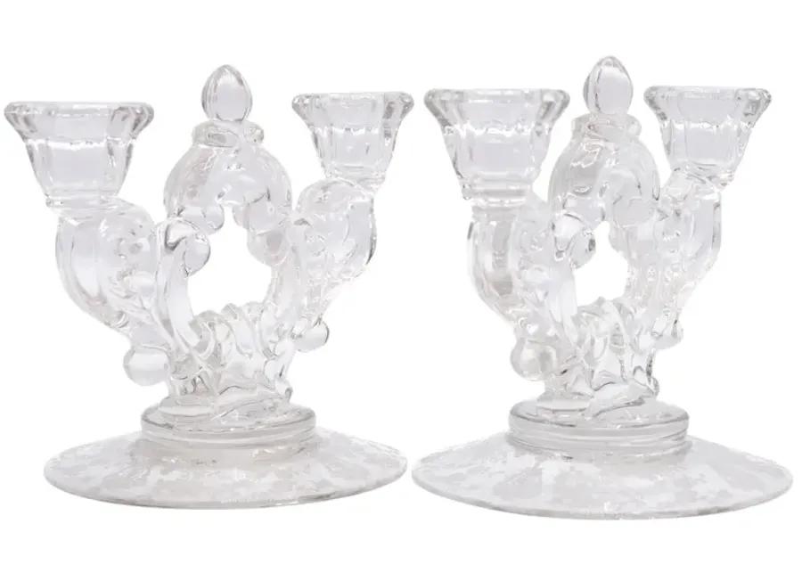 1940s Cambridge Glass Candelabra - Set of 2 - Interesting Things - Clear