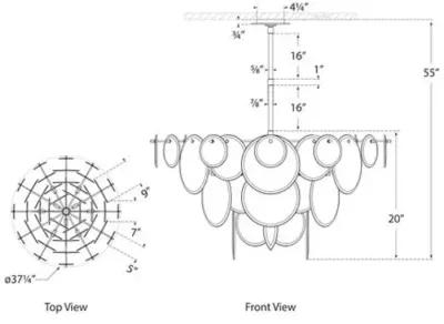 Visual Comfort - Loire Cascading Chandelier - Strie Glass - Clear