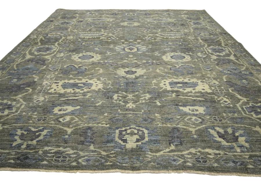 6'10" x 8'7" Gray Turkish Oushak Rug - Esmaili Rugs & Antiques - Gray