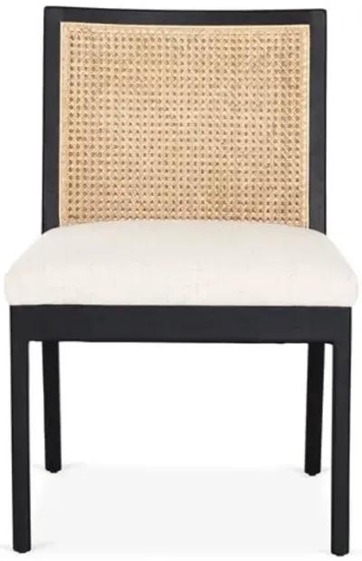 Aimee Cane Dining Side Chair - Ebony/Flax - Black