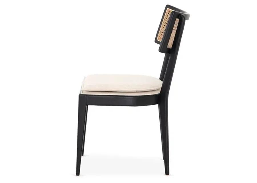 Aimee Curved Back Cane Side Chair - Ebony/Flax - White