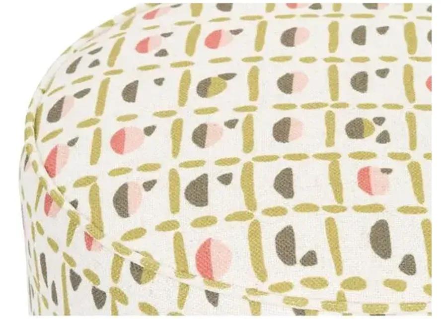 Dot Ottoman - Olive/Pink - Kim Salmela - Handcrafted - Beige