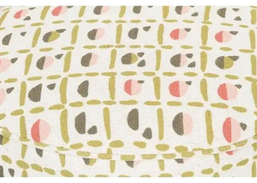 Dot Ottoman - Olive/Pink - Kim Salmela - Handcrafted - Beige