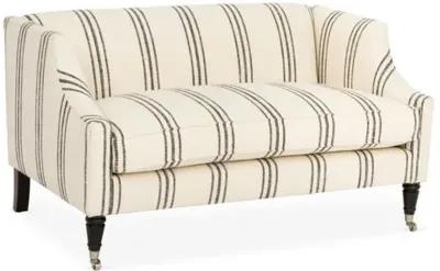 Gage Swoop-Arm Settee - Ivory/Black Stripe - Kim Salmela - Handcrafted