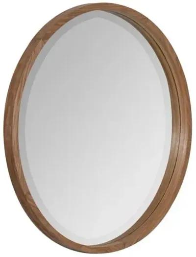 Dana 36" Round Wall Mirror - Natural Light Wood