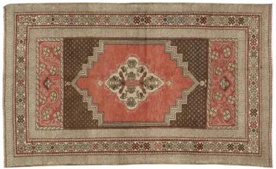 Turkish Oushak Rug 3'4 x 5'2 - Red - Red