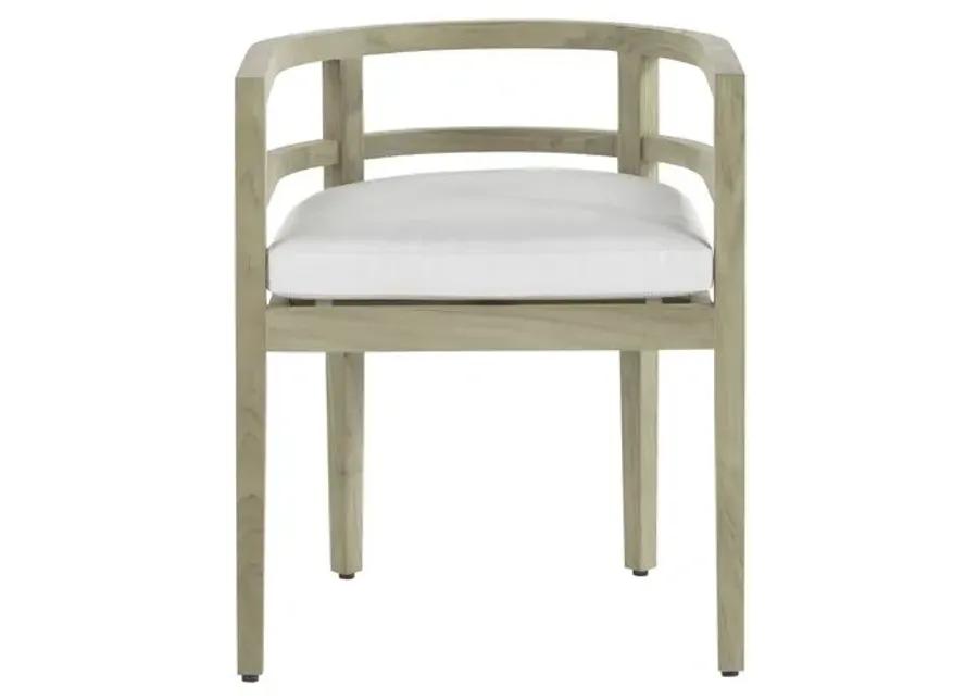 Santa Barbara Outdoor Barrel-Back Chair - Oyster Teak - Summer Classics - White