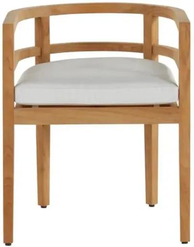 Santa Barbara Outdoor Barrel-Back Chair - Natural Teak - Summer Classics - White