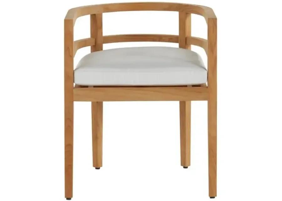 Santa Barbara Outdoor Barrel-Back Chair - Natural Teak - Summer Classics - White