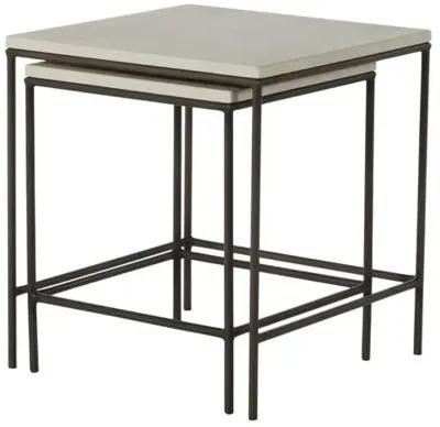 Set of 2 Abby Outdoor Nesting Tables - Charcoal/Travertine - Summer Classics - Ivory