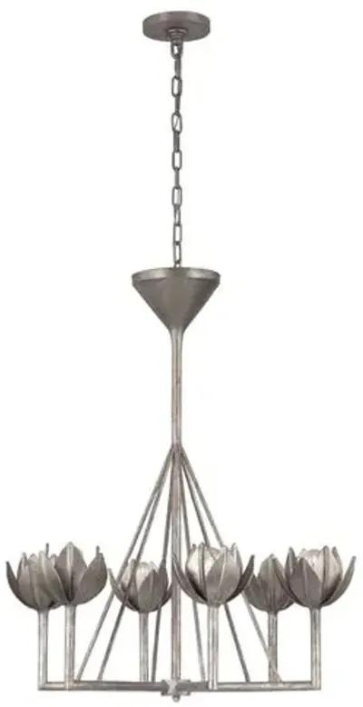 Visual Comfort - Alberto Small Single-Tier Chandelier - Burnished Silver Leaf