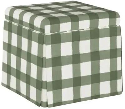 Anne Skirted Storage Ottoman - Green Gingham - Handcrafted