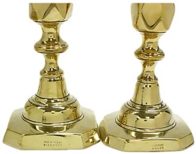 Pr King & Queen of Diamonds Candlesticks - Rose Victoria - Gold