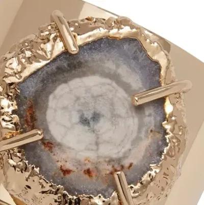 Set of 2 Crystal Quartz Napkin Rings - Gold/Gray - Joanna Buchanan