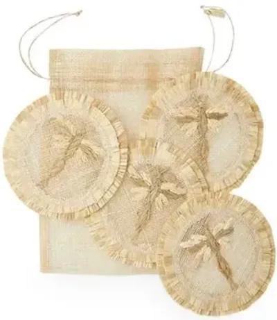 Set of 4 Dragonfly Straw Coasters - Natural - Joanna Buchanan