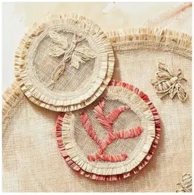 Set of 4 Dragonfly Straw Coasters - Natural - Joanna Buchanan