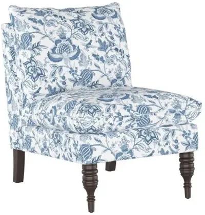 Daphne Slipper Chair - Prairie Floral - Handcrafted - Blue