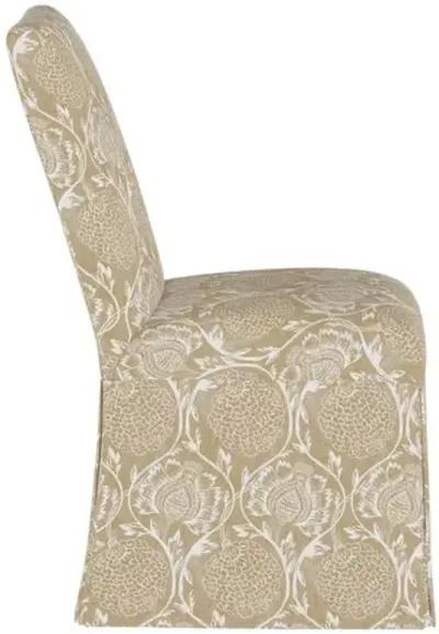 Owen Slipcover Side Chair - Ranjit Floral - Handcrafted - Beige