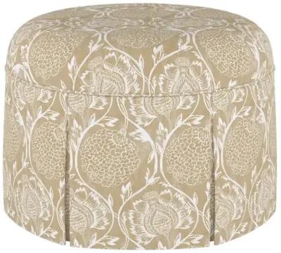 Liza Skirted Ottoman - Ranjit Floral - Handcrafted - Beige