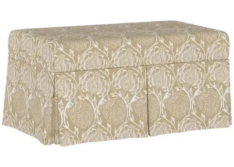 Hayworth Storage Bench - Ranjit Floral - Handcrafted in the USA - Beige