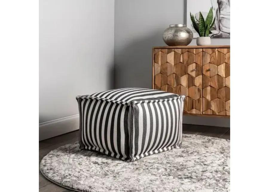 Striped Pouf - Gray