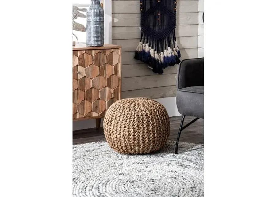 Knitted Jute Pouf - Beige