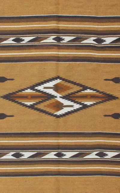 Vintage Gold Navajo Rug 5'2 x 7'6 - Keivan Woven Arts - Orange - Orange