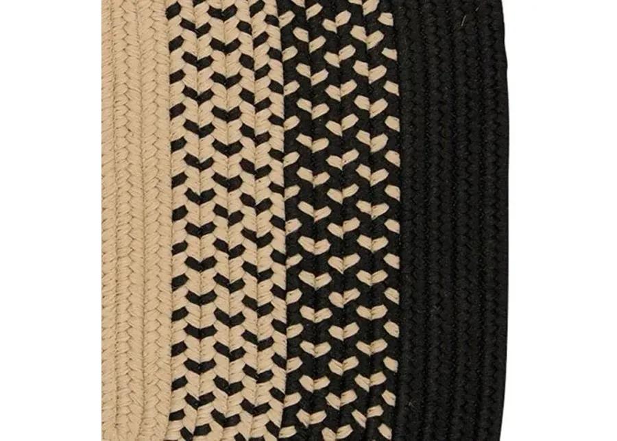 Mirada Round Outdoor Rug - Black/Sand - Black