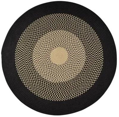 Mirada Round Outdoor Rug - Black/Sand - Black