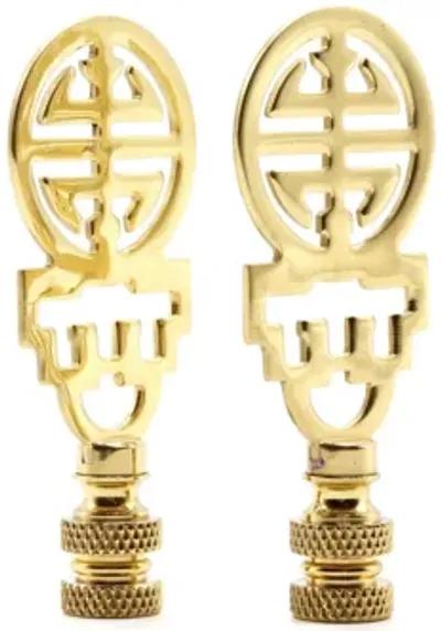 Chinoiserie Brass Lamp Finials - a Pair By Interesting Things - Gold - Fits a standard size lamp harp