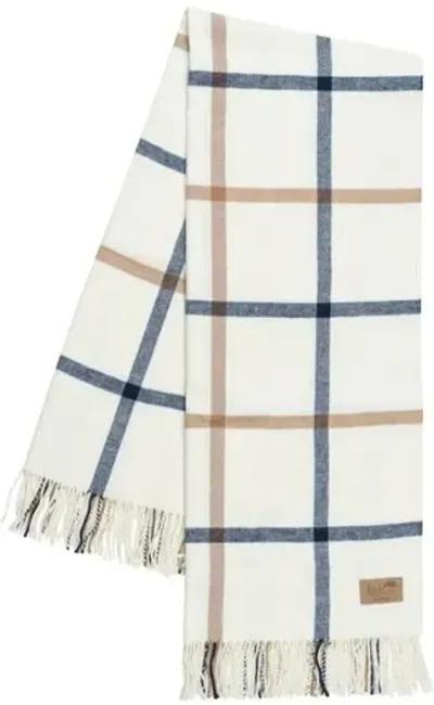 Tattersall Plaid Throw - Lands Downunder - Beige, Fringed