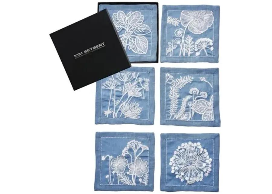 Set of 6 Sunprint Napkins - Blue/White - Kim Seybert