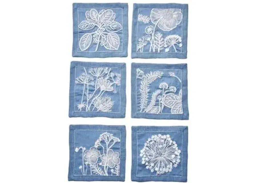 Set of 6 Sunprint Napkins - Blue/White - Kim Seybert