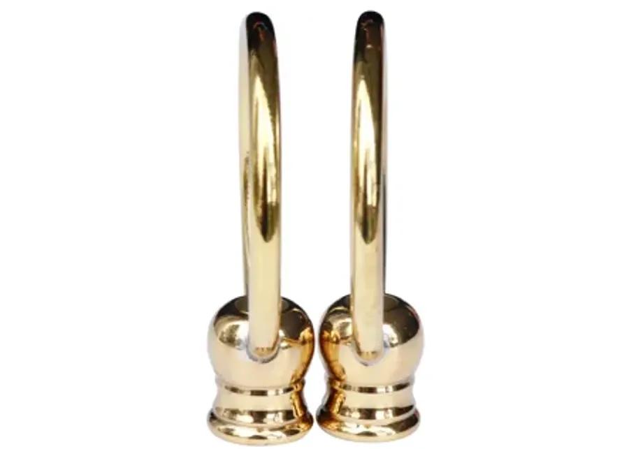 Modern Brass Loop Lamp Finials - a Pair By Interesting Things - Gold