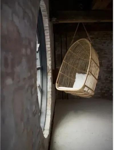 Renoir Rattan Hanging Swing Chair - Natural/White - Sika Design - Handcrafted