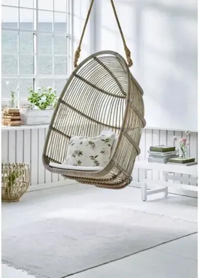 Renoir Rattan Hanging Swing Chair - Natural/White - Sika Design - Handcrafted