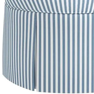 Liza Skirted Ottoman - Blue Stripe