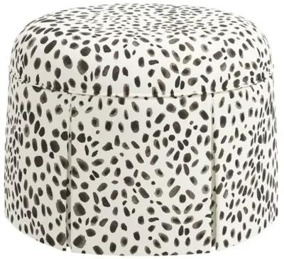 Liza Skirted Ottoman - Gray/White Cheetah