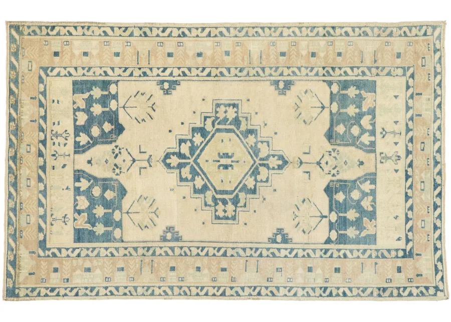 Vintage Turkish Oushak Rug - 4'4 x 6'10 - Esmaili Rugs & Antiques - blue - blue