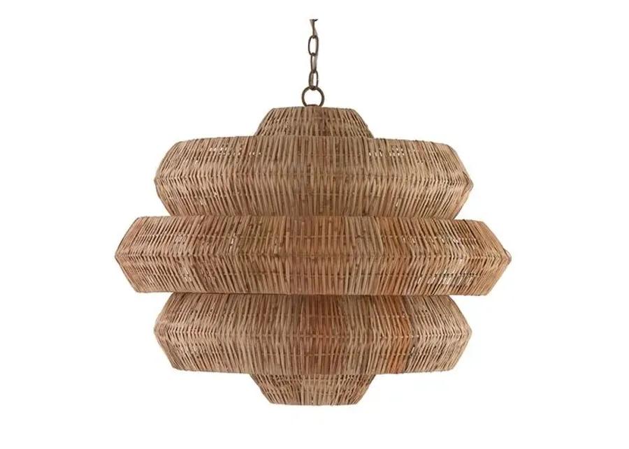 Antibes Chandelier - Khaki/Natural - Currey & Company - Brown