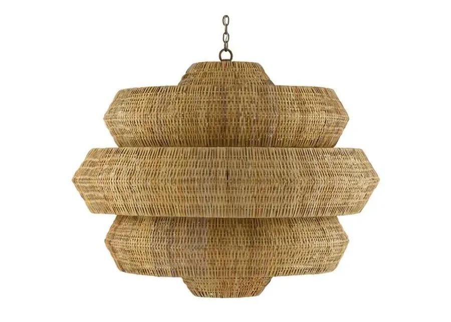 Antibes Grande Chandelier - Khaki/Gold Leaf - Currey & Company - Brown