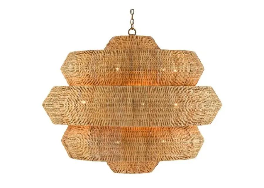 Antibes Grande Chandelier - Khaki/Gold Leaf - Currey & Company - Brown