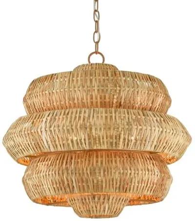 Antibes Small Rattan Chandelier - Natural - Currey & Company - Brown