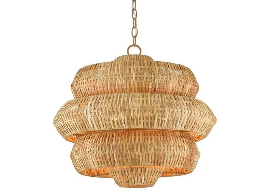 Antibes Small Rattan Chandelier - Natural - Currey & Company - Brown