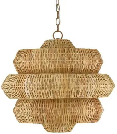 Antibes Small Rattan Chandelier - Natural - Currey & Company - Brown