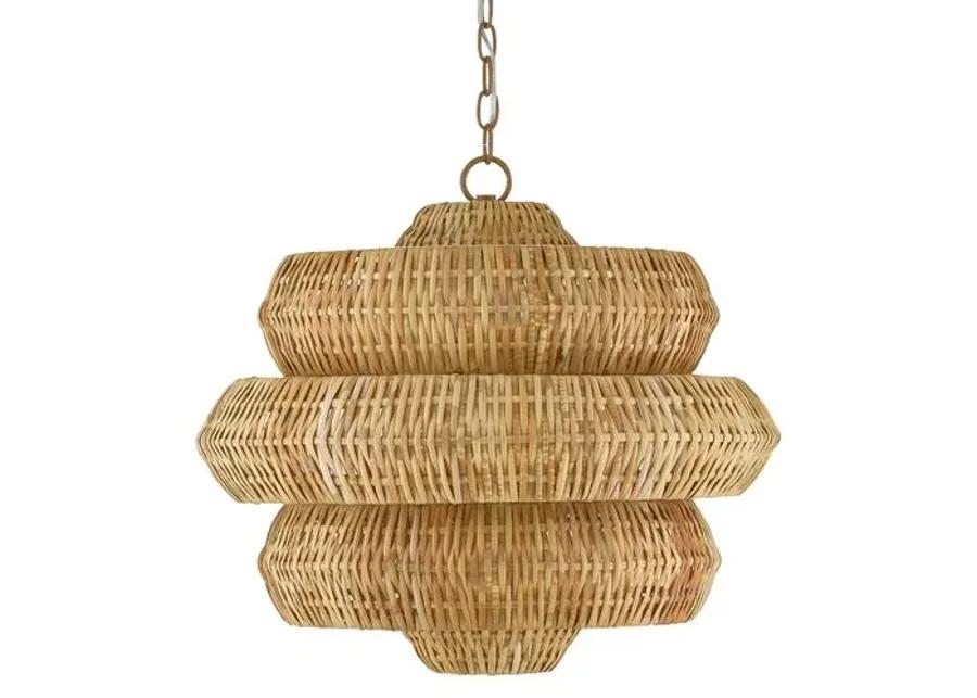 Antibes Small Rattan Chandelier - Natural - Currey & Company - Brown