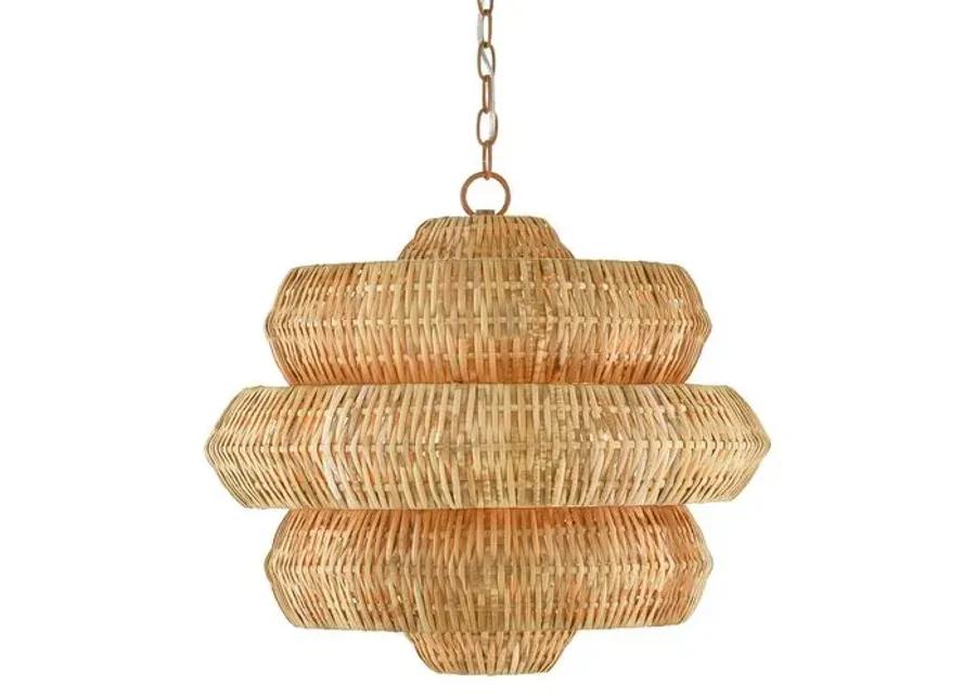 Antibes Small Rattan Chandelier - Natural - Currey & Company - Brown