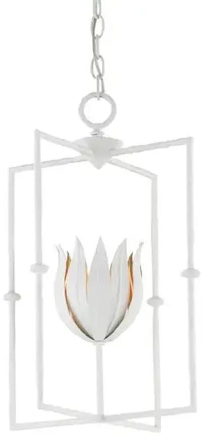 Tulipano Lantern - White/Gold Leaf - Currey & Company