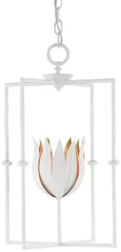 Tulipano Lantern - White/Gold Leaf - Currey & Company